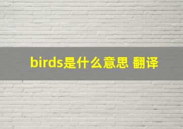 birds是什么意思 翻译